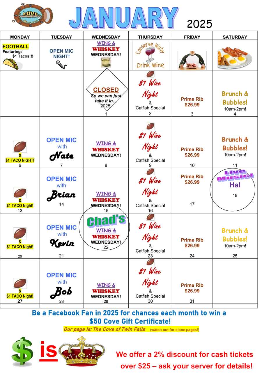 January 2025 Cove of Twin Falls Calendar